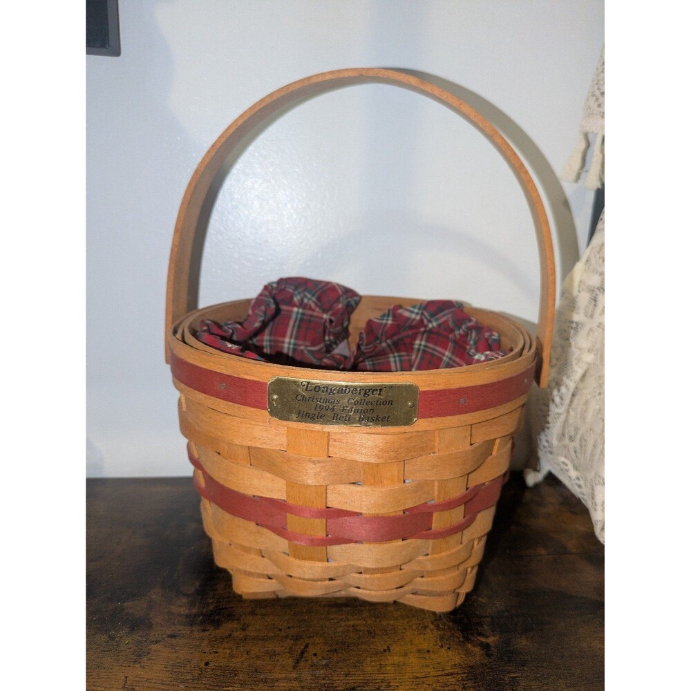 Vintage 1994 Christmas Collection Jingle Bells Longaberger Basket with Liner